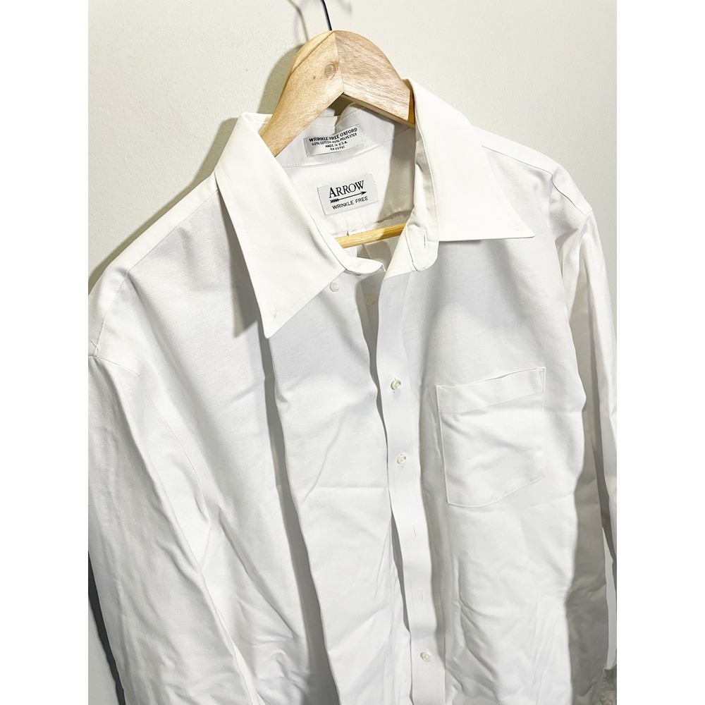 Arrow Button Down Shirt Mens 18-36 White Wrinkle Free Oxford Business Casual